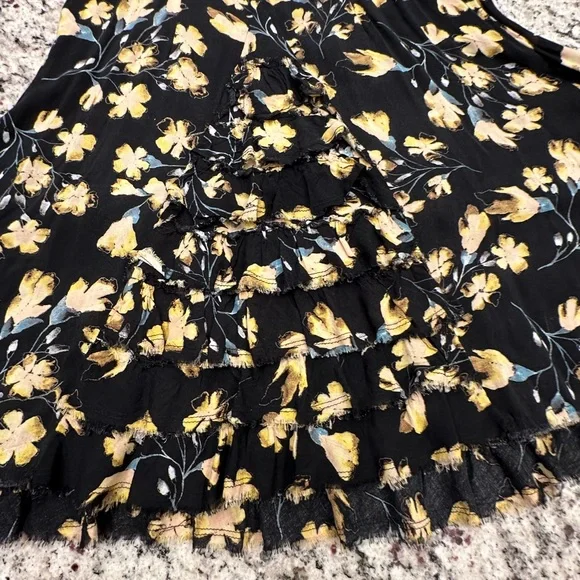 Free People Floral Mini Dress in Black and Yellow - Picture 7 of 9